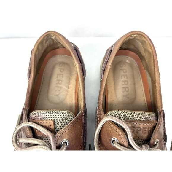 Sperry Top Sider Men's Size 9 W Brown Low Top Leather Boat Shoes - Picture 4 of 11